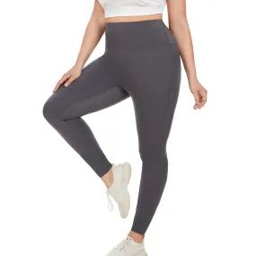 Plus Size Fitting Fleece Peach Yoga Trousers Nude Feel Contrast Color Internet Celebrity Running Fitness Sports Pants Women