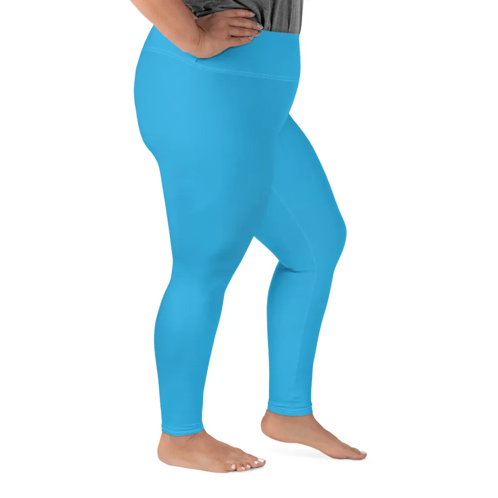 Premium Plus: Solid Color Yoga Pants for Women's Active Lifestyle - Cyan