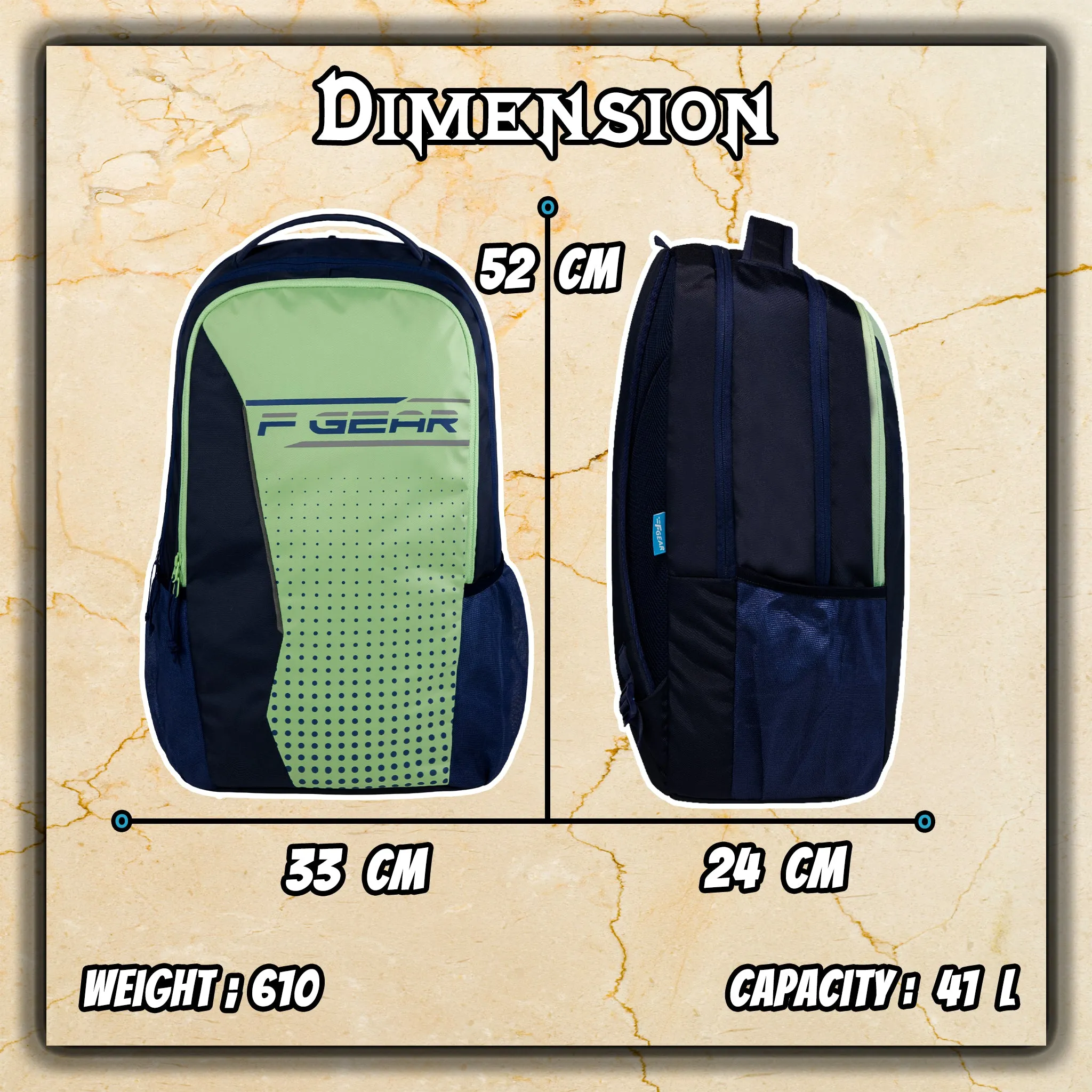 Provost 41L Green Navy Backpack With Rain Cover