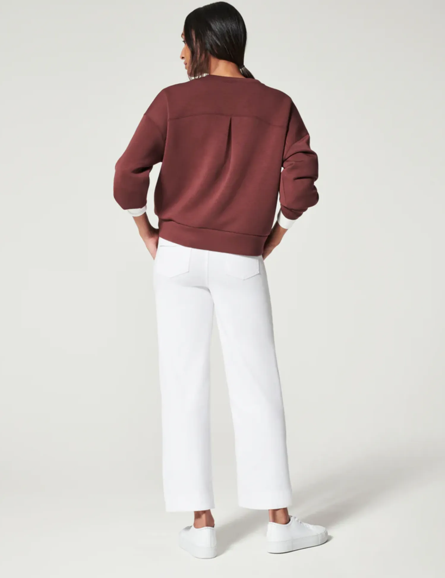 Stretch Twill Cropped Wide Leg Pant | White