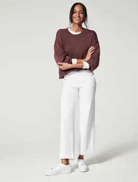 Stretch Twill Cropped Wide Leg Pant | White