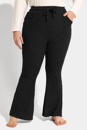 Texture Velvet Drawstring Elastic Waist Pocket Pants